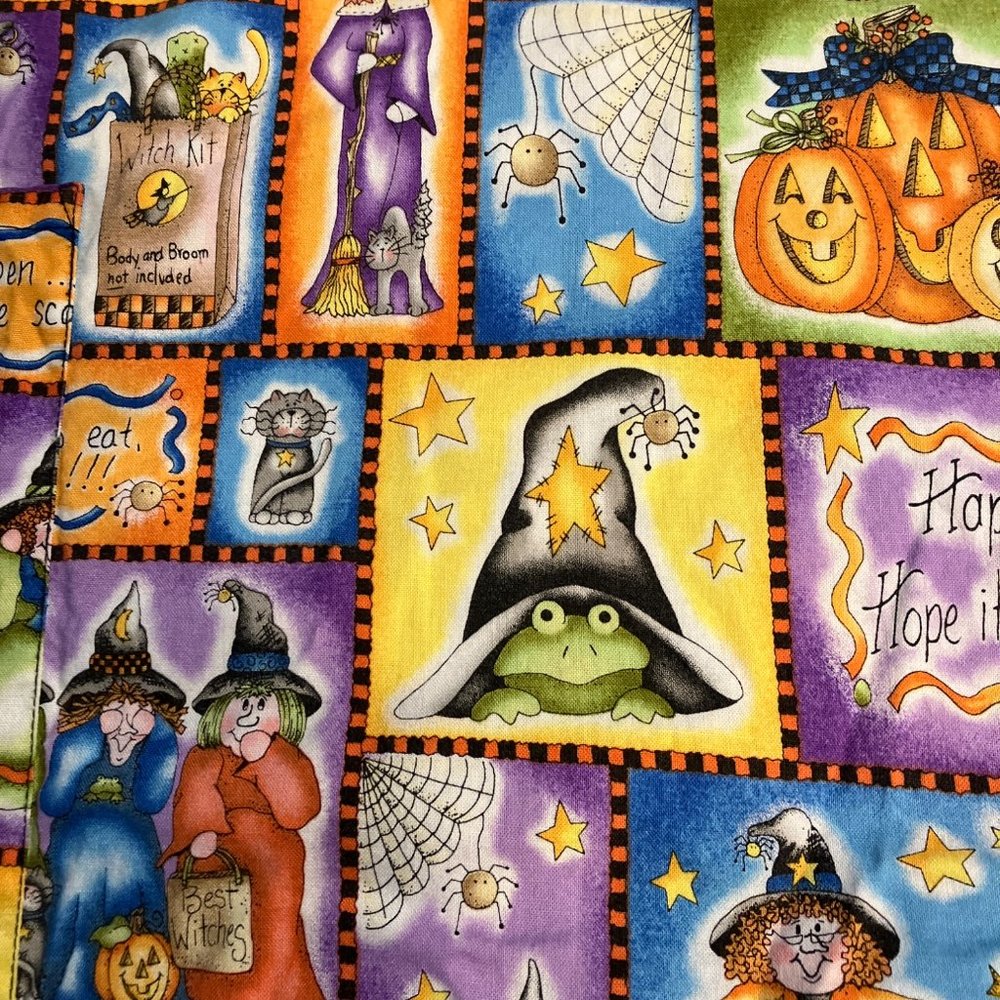 Cherokee Women's Halloween Scrub Top Witches Bats Pumpkins